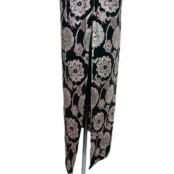 Vintage Alice of California Sleeveless Metallic Floral Paisley Print Maxi Dress - Picture 8 of 13